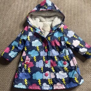 Hatley Kids Rain Coat Jacket Size 2t Blue Cloud Color Changing Print